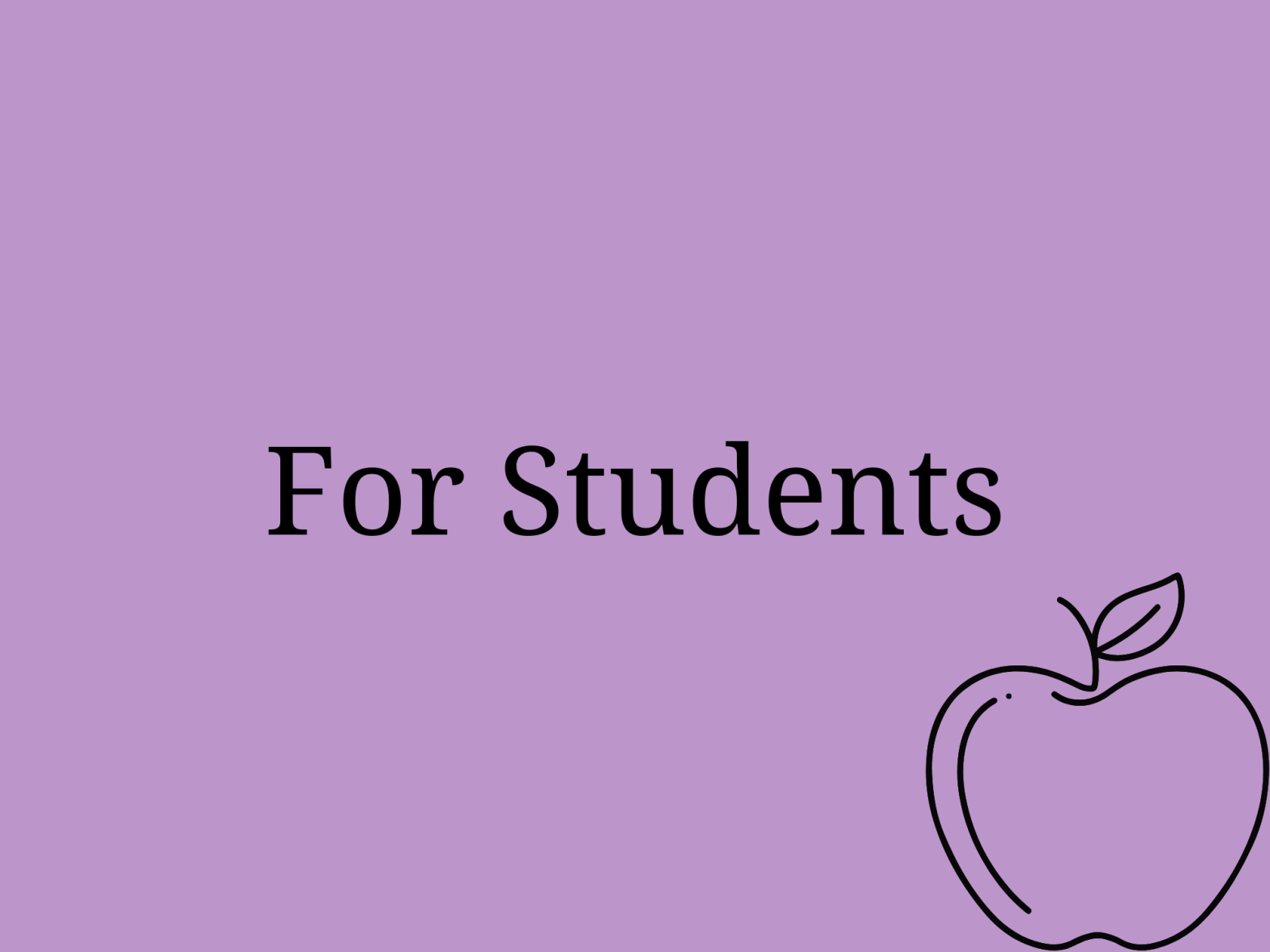 Cover image showing the text for students and an apple in the bottom right corner, set on a purple background