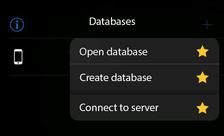 Image showing options to add or create databases in KeePassium