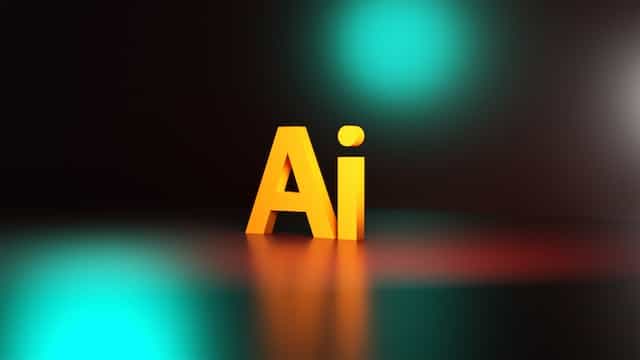 The word AI written in orange letters on a blurred background.