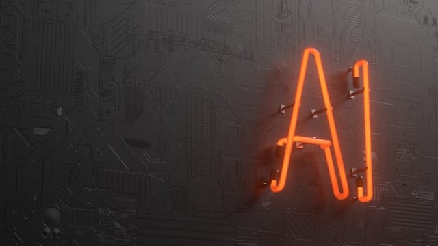 A neon sign that is on the side of a wall spelling AI.