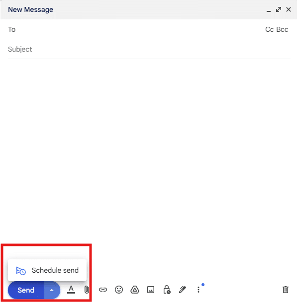 Image showing the schedule send option in Gmail