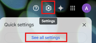 Image showing where to find settings in Gmail